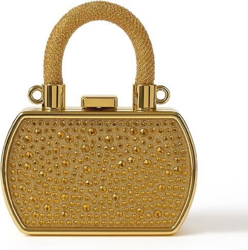Gold Rhinestone Mini Top Handle Coin Purse for Women, Sparkly Kiss Lock Small Wallet, Compact Change Pouch for Daily Carry & Gifts in Saudi Arabia