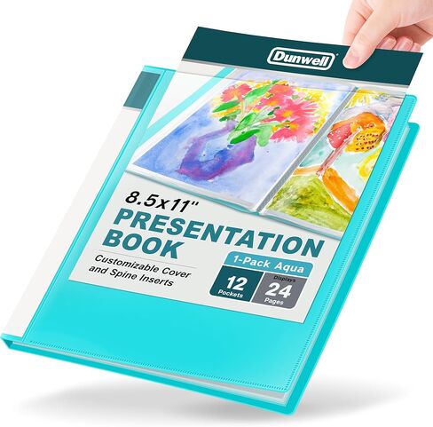 مجلد Dunwell بأكمام بلاستيكية 12 جيبًا، كتاب عرض أسود، مجلد محفظة 8.5 × 11 مع واقيات أوراق شفافة، يعرض مستندات من 24 صفحة وشهادات وأوراق مهمة in Kuwait