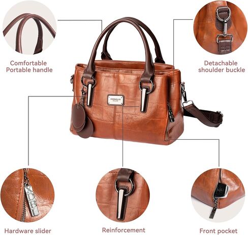 حقائب اليد والمحافظ للنساء حقيبة حمل جلدية نباتية مع مقصورات سستة الكتف حقيبة كروسبودي حقيبة تحت الإبط حقائب للنساء in Kuwait