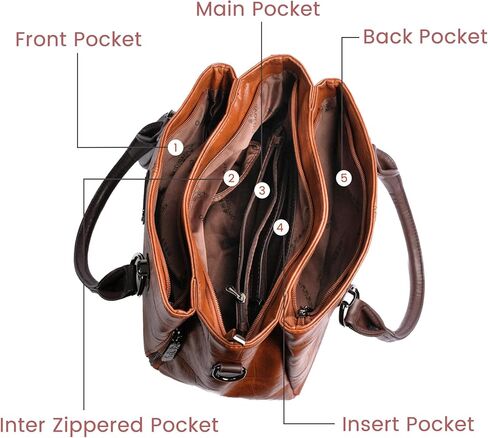 حقائب اليد والمحافظ للنساء حقيبة حمل جلدية نباتية مع مقصورات سستة الكتف حقيبة كروسبودي حقيبة تحت الإبط حقائب للنساء in Kuwait