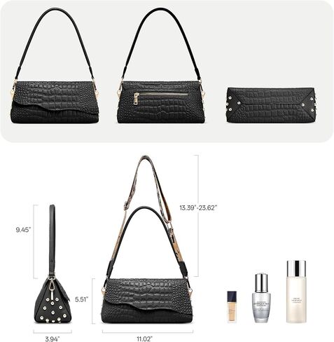 BOYATU Genuine Leather Shoulder Bags for Women: Leather Crocodile Pattern Purse - Ladies Satchel Crossbody Handbags Travel in Saudi Arabia