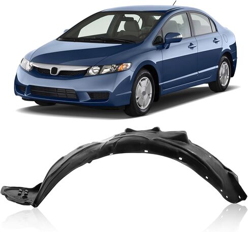 CarPartsDepot Front Fender Liner Driver Left Side Compatible With 2006-2011 Honda Civic Sedan 4-Door EX/GX/Hybrid/LX/SI HO1248134 74151SNAA00 in Saudi Arabia
