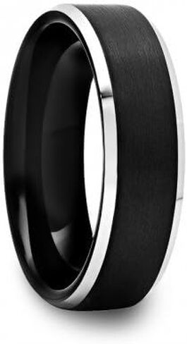 6 mm Mens Black Tungsten Carbide Rings Polished Bevel in Kuwait