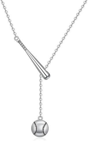 Fenthring Baseball Necklace for Women 925 Sterling Silver with Bat Softball Pendant Jewelry Baseball Gifts for Women Y-Shaped Chain in Saudi Arabia