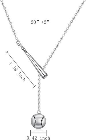 Fenthring Baseball Necklace for Women 925 Sterling Silver with Bat Softball Pendant Jewelry Baseball Gifts for Women Y-Shaped Chain in Saudi Arabia
