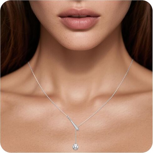 Fenthring Baseball Necklace for Women 925 Sterling Silver with Bat Softball Pendant Jewelry Baseball Gifts for Women Y-Shaped Chain in Saudi Arabia