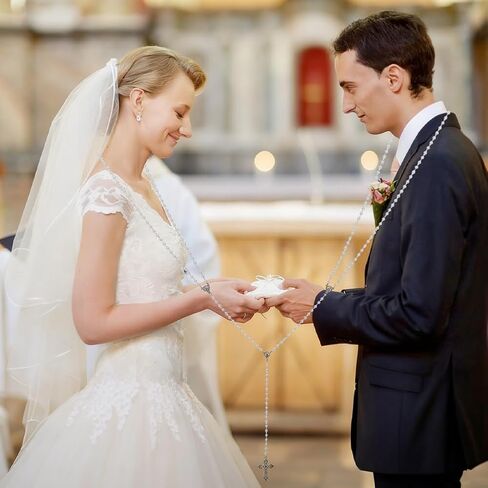 DICOSMETIC 1Pc Wedding Pearl Rosary White Wedding Rosary Accent Rope Alloy Lasso Cross Rope Lazo Para Boda Plastic Pearls Bead Rosaries with Unity Cross for Ceremony Bridal Gift in Saudi Arabia