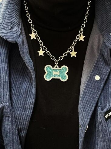 Cute Necklace Kawaii Pendant Necklace for Women Y2k Bone Grunge Emo Coquette Mcbling Hippie Jewelry Therian Grunge Jewelry (Bone) in Saudi Arabia