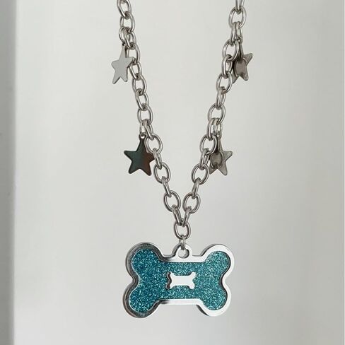 Cute Necklace Kawaii Pendant Necklace for Women Y2k Bone Grunge Emo Coquette Mcbling Hippie Jewelry Therian Grunge Jewelry (Bone) in Saudi Arabia