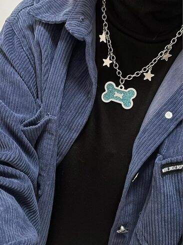 Cute Necklace Kawaii Pendant Necklace for Women Y2k Bone Grunge Emo Coquette Mcbling Hippie Jewelry Therian Grunge Jewelry (Bone) in Saudi Arabia
