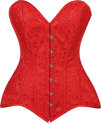 Daisy corsets Women's Daisy Corsets Womens Red Brocade Overbust Corset Top Cincher W/Busk Closure in Saudi Arabia