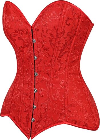 Daisy corsets Women's Daisy Corsets Womens Red Brocade Overbust Corset Top Cincher W/Busk Closure in Saudi Arabia