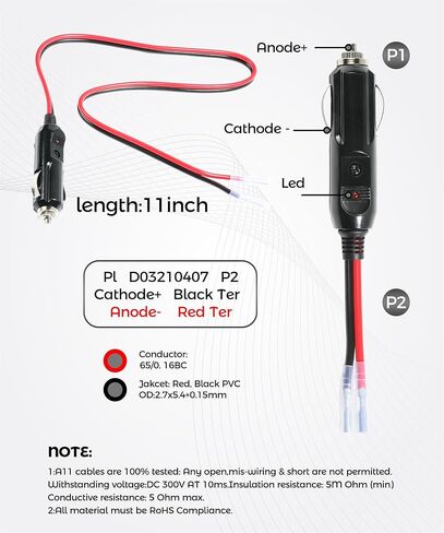12V Plug,Car Accessories 12V Cigarette Lighter Socket,Cigarette Lighter Plug with Leads,Automotive Replacement Heavy Duty Fused Male Plugs Adapter,Compatible with All DC 12/24 Volt Vehicles in Saudi Arabia