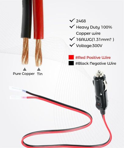 12V Plug,Car Accessories 12V Cigarette Lighter Socket,Cigarette Lighter Plug with Leads,Automotive Replacement Heavy Duty Fused Male Plugs Adapter,Compatible with All DC 12/24 Volt Vehicles in Saudi Arabia