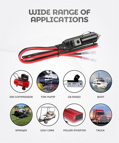 12V Plug,Car Accessories 12V Cigarette Lighter Socket,Cigarette Lighter Plug with Leads,Automotive Replacement Heavy Duty Fused Male Plugs Adapter,Compatible with All DC 12/24 Volt Vehicles in Saudi Arabia