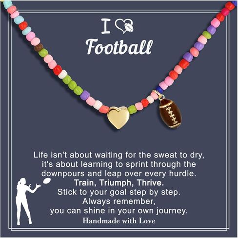Turandoss Easter Softball/Soccer Volleyball Basketball Necklace for Kids Girls, Colorful Beaded Dainty Heart Pendant, Inspirational Sport Jewelry, Easter Basket Stuffers Gifts for Kids Teens in Saudi Arabia