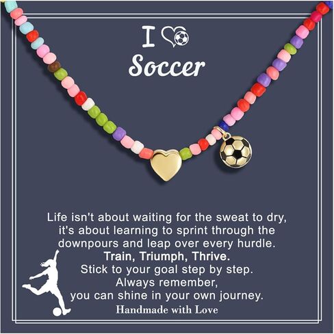 Turandoss Easter Softball/Soccer Volleyball Basketball Necklace for Kids Girls, Colorful Beaded Dainty Heart Pendant, Inspirational Sport Jewelry, Easter Basket Stuffers Gifts for Kids Teens in Saudi Arabia