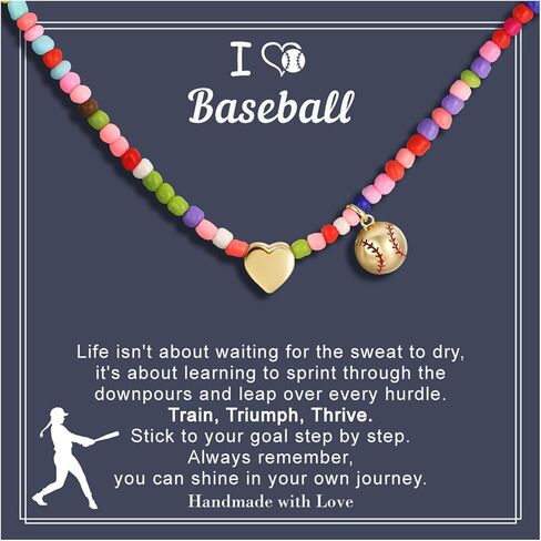 Turandoss Easter Softball/Soccer Volleyball Basketball Necklace for Kids Girls, Colorful Beaded Dainty Heart Pendant, Inspirational Sport Jewelry, Easter Basket Stuffers Gifts for Kids Teens in Saudi Arabia