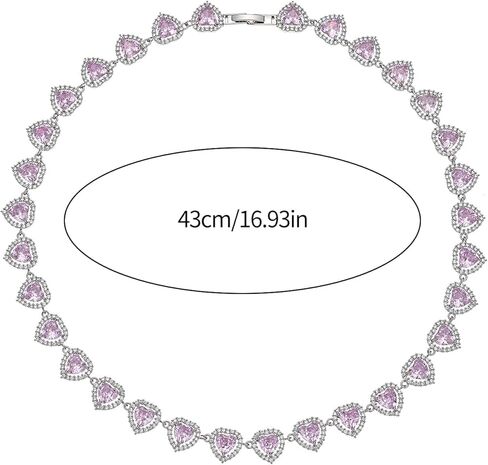 قلادات التنس للنساء، قلادة تنس على شكل قلب أنيق من الألماس عيار 18 قيراط مطلية بالذهب الأبيض زركونيا مكعبة للنساء العروس وعيد الميلاد والزفاف وعيد الحب in Kuwait