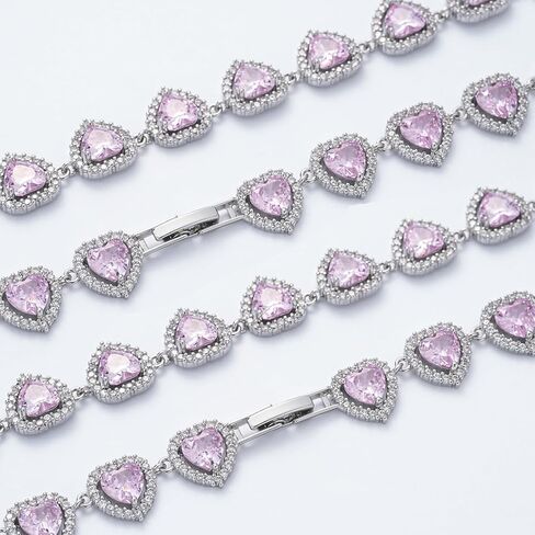 قلادات التنس للنساء، قلادة تنس على شكل قلب أنيق من الألماس عيار 18 قيراط مطلية بالذهب الأبيض زركونيا مكعبة للنساء العروس وعيد الميلاد والزفاف وعيد الحب in Kuwait