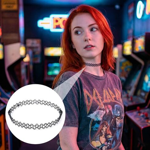 6 Pcs Black Choker Necklace, Adjustable Velvet Lace Tattoo Choker Set for Women, Gothic Classic Punk Y2K Necklace Jewelry Clothes Accessories for Decorating Styling in Saudi Arabia