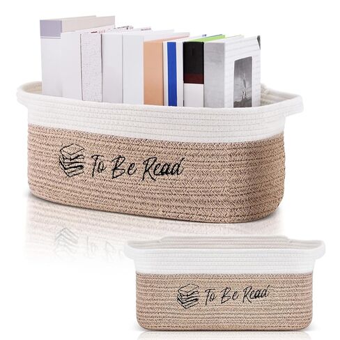 TBR ليتم قراءتها، سلة تخزين الكتب، هدية لمحبي الكتب، صندوق تخزين منسوج منسوج TBR مع مقابض، صندوق منظم لدودة الكتب، هدية لأعضاء النادي، ملحقات القراءة للمدرسين والطلاب in Kuwait