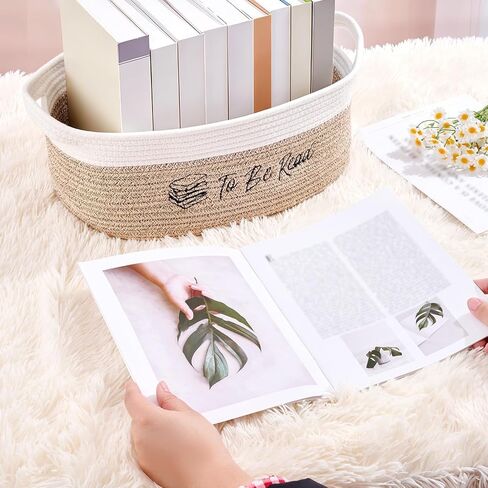 TBR ليتم قراءتها، سلة تخزين الكتب، هدية لمحبي الكتب، صندوق تخزين منسوج منسوج TBR مع مقابض، صندوق منظم لدودة الكتب، هدية لأعضاء النادي، ملحقات القراءة للمدرسين والطلاب in Kuwait