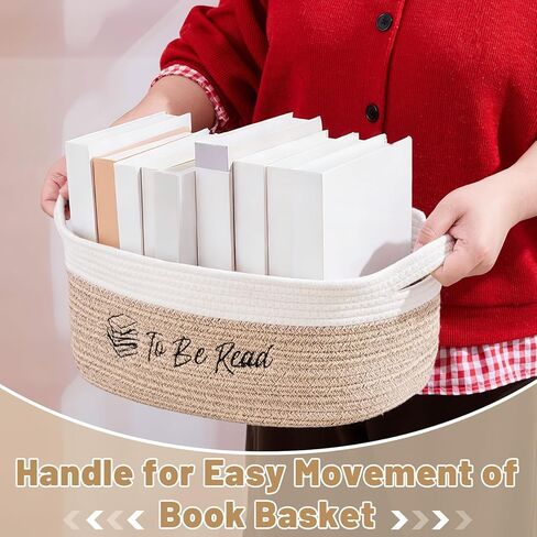 TBR ليتم قراءتها، سلة تخزين الكتب، هدية لمحبي الكتب، صندوق تخزين منسوج منسوج TBR مع مقابض، صندوق منظم لدودة الكتب، هدية لأعضاء النادي، ملحقات القراءة للمدرسين والطلاب in Kuwait