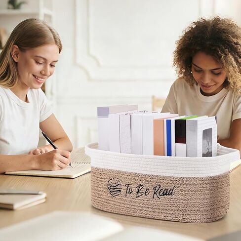 TBR ليتم قراءتها، سلة تخزين الكتب، هدية لمحبي الكتب، صندوق تخزين منسوج منسوج TBR مع مقابض، صندوق منظم لدودة الكتب، هدية لأعضاء النادي، ملحقات القراءة للمدرسين والطلاب in Kuwait