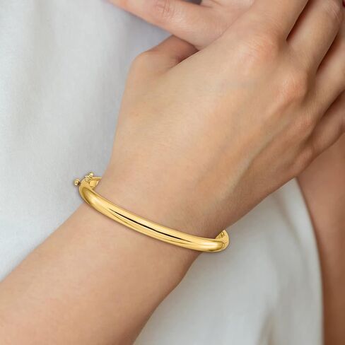 IceCarats 14K Solid Yellow Gold 5.6mm Hinged Bangle Bracelet in Saudi Arabia