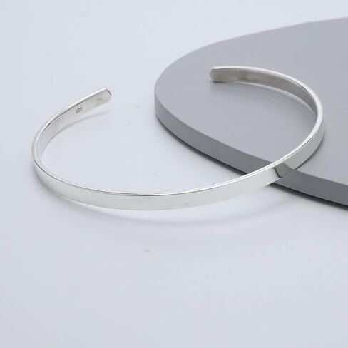Gorgeous Chic 4mm Women's Classic Plain Sterling Silver Bangle Bracelet in Saudi Arabia