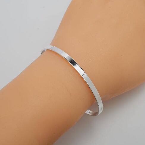 Gorgeous Chic 4mm Women's Classic Plain Sterling Silver Bangle Bracelet in Saudi Arabia