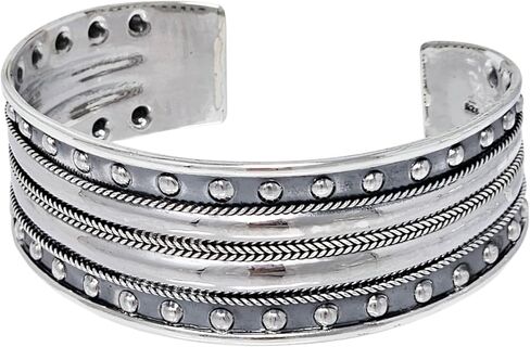 925 Sterling Silver Cuff Bangle for Women | Handmade Adjustable Statement Bracelet | Wide 25mm Cuff Silver Jewellery Gift in Saudi Arabia