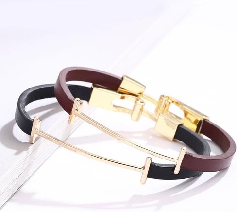Leather Bracelets For Women Trendy, Man Gold Bangles Bracelet Initial I Cute Stackable Hand Chain Rubber Bands Elegatto Mother Jewelry Gift in Saudi Arabia
