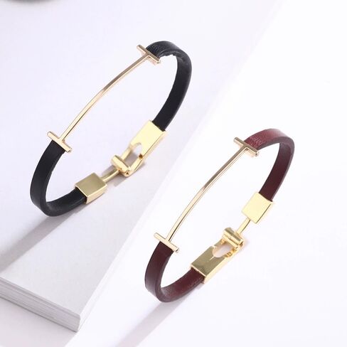 Leather Bracelets For Women Trendy, Man Gold Bangles Bracelet Initial I Cute Stackable Hand Chain Rubber Bands Elegatto Mother Jewelry Gift in Saudi Arabia