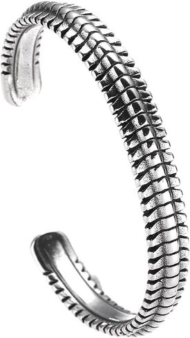 TURTLEDOVE Gothic Spine Cuff Bracelet, Silver Textured Cuff Bangle Stainless Steel in Saudi Arabia