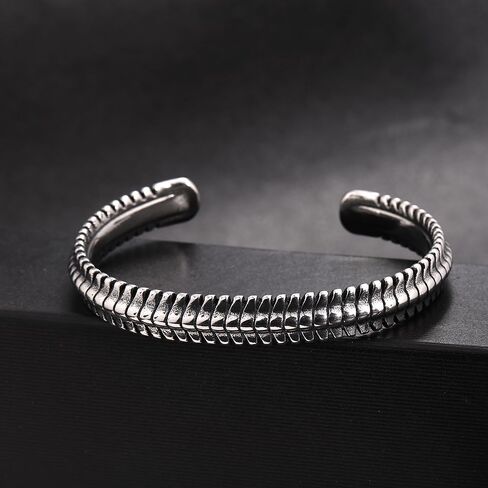 TURTLEDOVE Gothic Spine Cuff Bracelet, Silver Textured Cuff Bangle Stainless Steel in Saudi Arabia