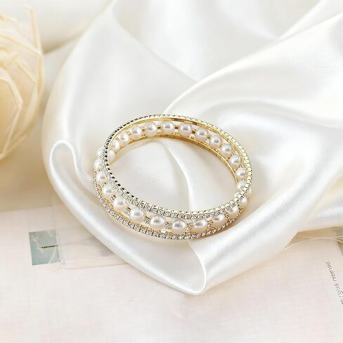 Pearl Stretch Cuff Bracelet for Women Silver Rhinestone Bracelets Adjusted Imitition Pearl Bracelet Festival Parties Wedding Brides Exquisite Jewelry Accessories in Saudi Arabia