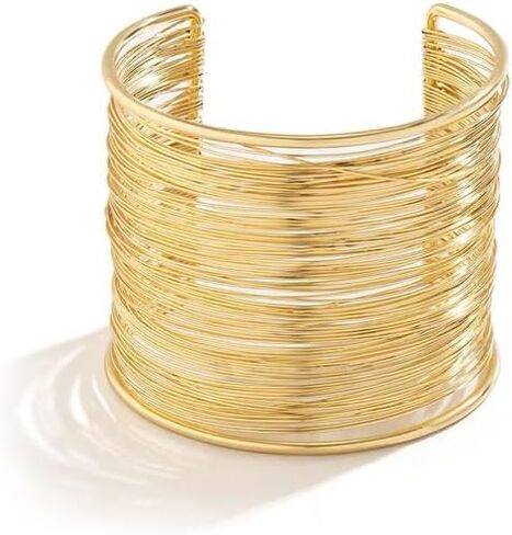 OIDIMS Wide Wire Cuff Chunky Bracelets for Women Bohemian Open Cuff Bangles Adjustable Wrist Cuff Trendy Boho Arm Bracelets for Ladies Multi-layer Cross Fashion Jewelry Gift in Saudi Arabia