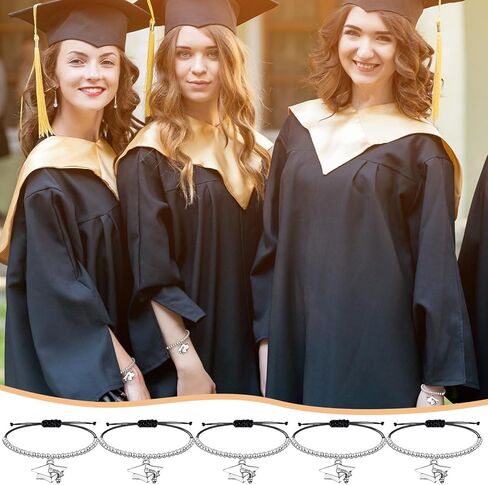 Remuuly 48 Sets Graduation Cap Bracelet Bulk 2026 End of Year Bracelet to Students from Teacher Friendship Gifts for Her and Him with Card 5th Seniors College High School for Gifts in Saudi Arabia