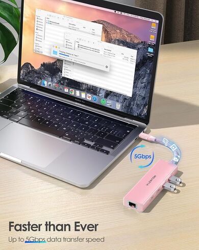 LENTION USB C Hub with 4K HDMI Output(4K@60Hz), 4 USB 3.0, Type C Charging Dongle Compatible 2023-2016 MacBook Pro, New Mac Air, Steamdeck, Type C Devices, Stable Driver Adapter (CB-C35sH, Space Gray) in Kuwait