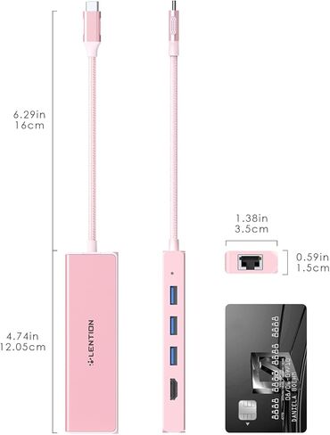 LENTION USB C Hub with 4K HDMI Output(4K@60Hz), 4 USB 3.0, Type C Charging Dongle Compatible 2023-2016 MacBook Pro, New Mac Air, Steamdeck, Type C Devices, Stable Driver Adapter (CB-C35sH, Space Gray) in Kuwait