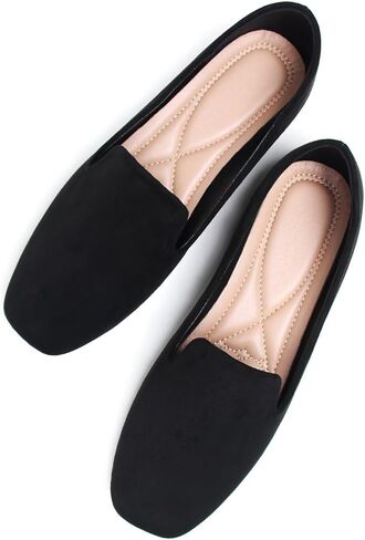 حذاء باليه نسائي من SAILING LU مصنوع من الجلد السويدي الصناعي بمقدمة مدببة حذاء باليه مسطح مريح حذاء سهل الارتداء للمشي حذاء راقصة الباليه in Kuwait