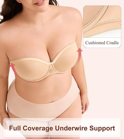 Strapless Bra Underwire No Slip Full Figure Supportive Multiwear Plus Size Bras for Women in Saudi Arabia