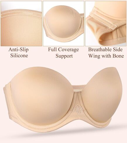 Strapless Bra Underwire No Slip Full Figure Supportive Multiwear Plus Size Bras for Women in Saudi Arabia