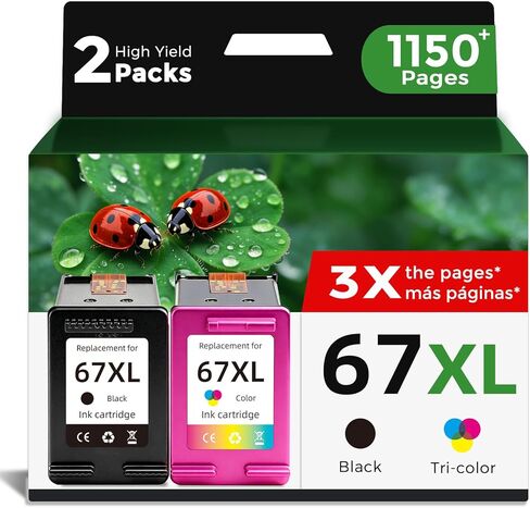 67XL Ink Cartridge Black Color Combo Pack Replacement for HP 67 HP67 XL HP67XL for 2700 2700e 4100 6400 4155e 2755e 6000 2855e 2827e 2752e 4100e 6458 6455e 4152 6055e 6052e 4152e 2742e 6400e Printer in Kuwait