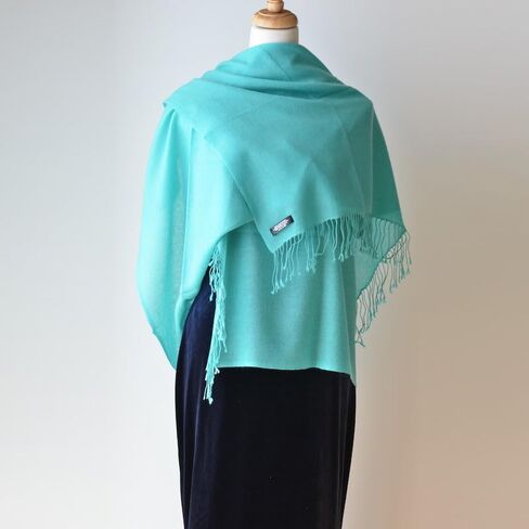 Cashmere Shawl Scarf Handmade 100% Pure Lightweight Oversized (Ceramic Aqua) in Saudi Arabia