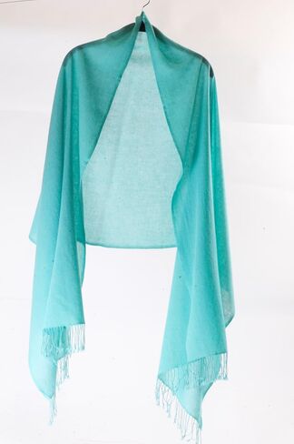 Cashmere Shawl Scarf Handmade 100% Pure Lightweight Oversized (Ceramic Aqua) in Saudi Arabia