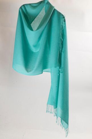 Cashmere Shawl Scarf Handmade 100% Pure Lightweight Oversized (Ceramic Aqua) in Saudi Arabia