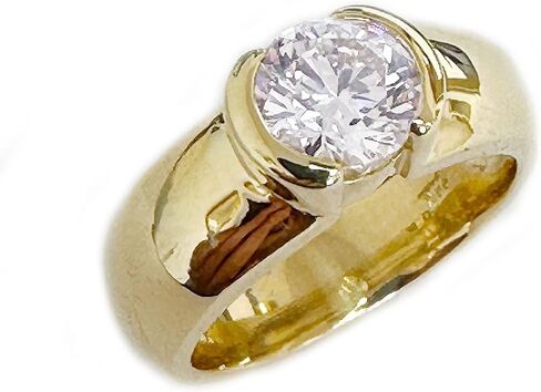 Round Cut Moissanite Engagement Ring Semi Bezel Set In 14k Solid And Heavy Yellow Gold Bridal Ring Women's Solitaire Wedding Ring 1.25ct in Saudi Arabia